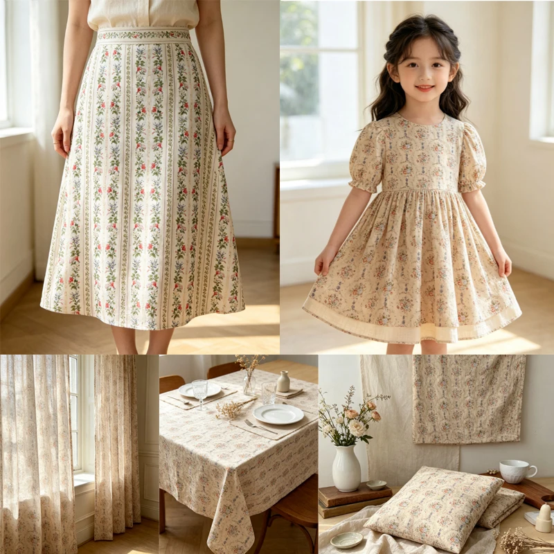 빈티지 꽃무늬 스트라이프 면직물 작은 꽃무늬 프린트 천 - Home Textiles Plaid 리뷰 및 가격