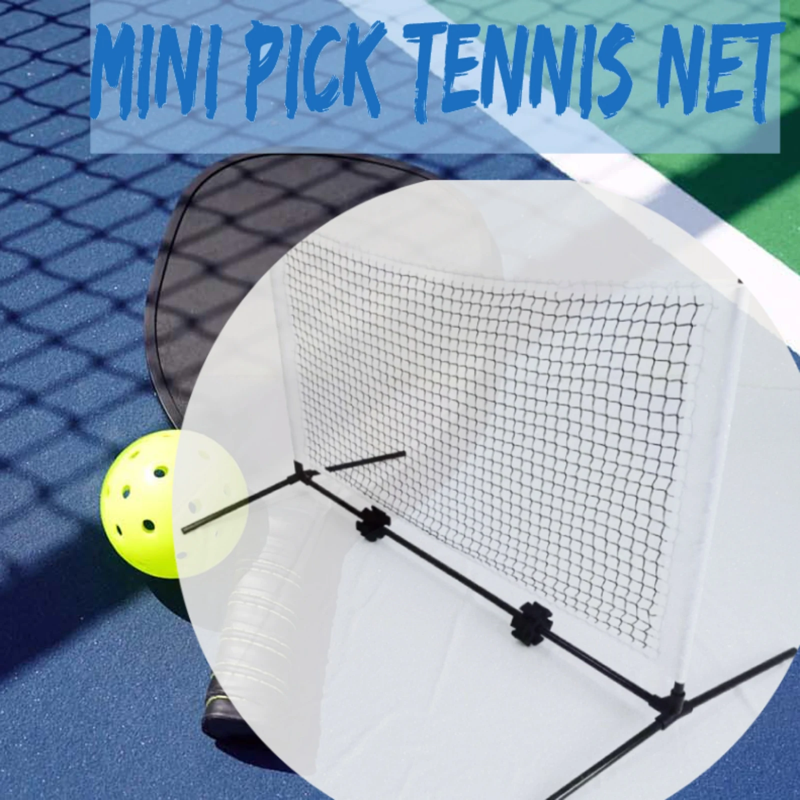 5ft Mini Pickball Tennis Net with Stand Portable Equipment Quick Setup Lightweight Pickleball Training Net for Backyard Home