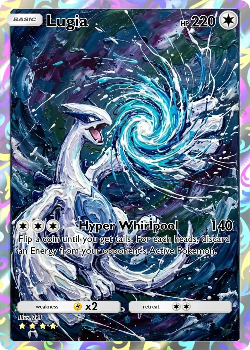 5Pcs PTCG Cards Lugia PTCG Rare Holographic Anime Game Cards Collection Shining Flash Creativity Lugia PTCG Cards Gift