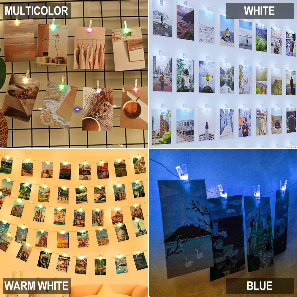 LED Photo Clip String Light Christmas Fairy Light 2/5/10M decorazione domestica alimentata a batteria per lampada di compleanno per feste di matrimonio