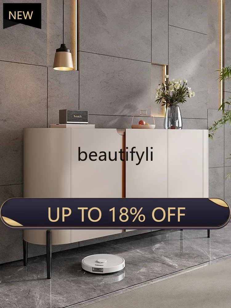 

Z189 A55 Saddle leather dining side cabinet, living room against the wall, solid wood porch cabinet, high-footed new storage loc