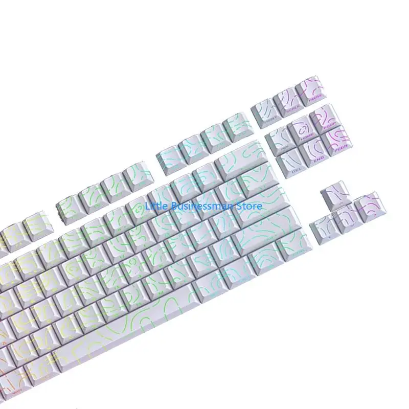 Professionelle 97-Tasten-PBT-Tastenkappen mit seitlichem Druckdesign und erstklassiger Verschleißfestigkeit für Gamer M76A – Detail 3