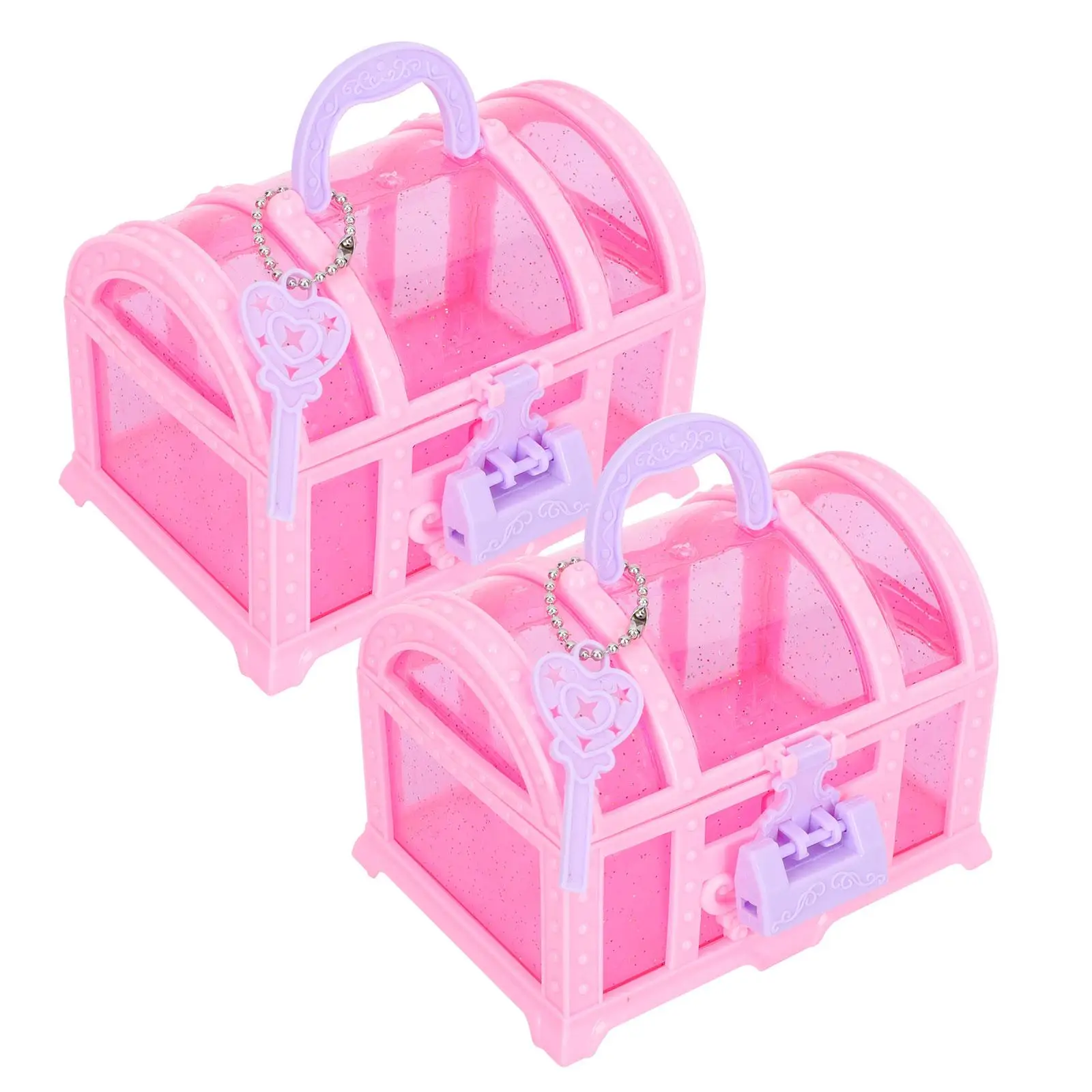 Children's Makeup Box 2 Pcs Plastic Treasure Trinket Chest Girls Toys Jewelry ganizer Sturdy Storage Container
