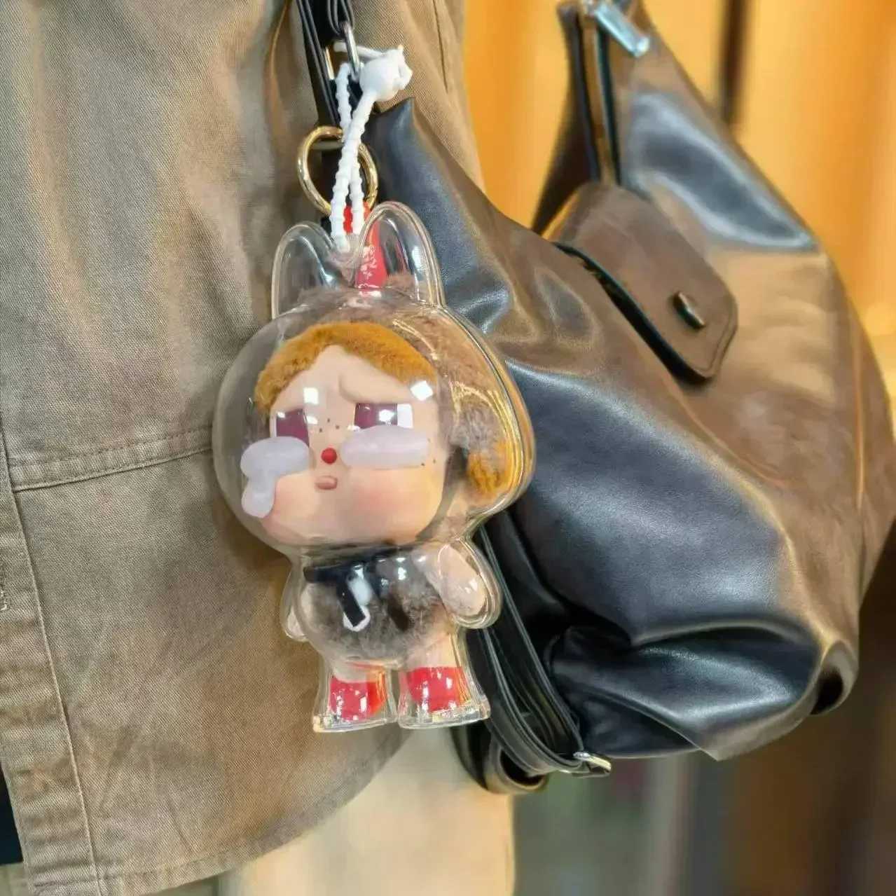 สําหรับ LABUBU โปร่งใสฝาครอบป้องกันฝุ่นสําหรับ CRYBABY Series ร้องไห้เด็กไวนิล Plush Face ป้องกันกรณี