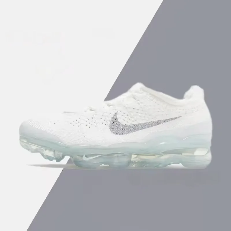 Nike Original White VaporMax 2023 Air Flyknit Men's and Women's Low Top Running Shoes Cushioned Breathable Athletic Shoes