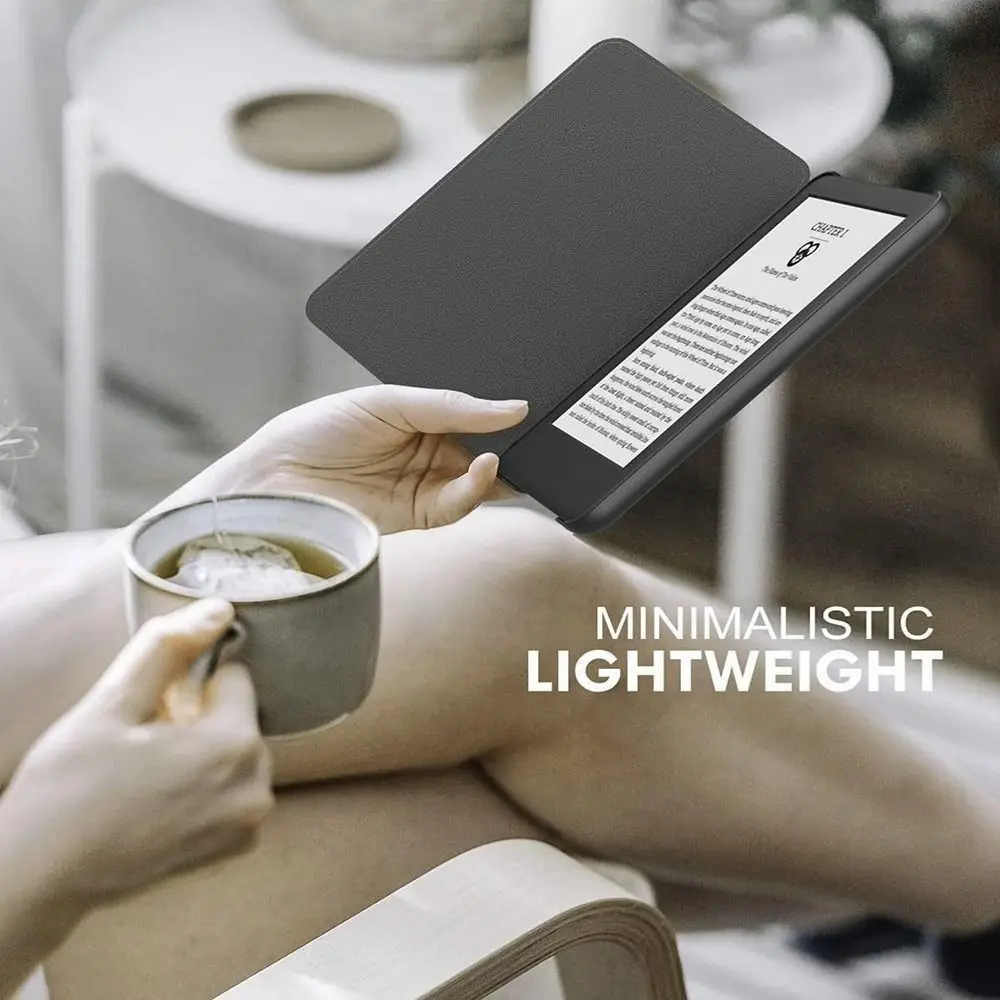 

Чехол-книжка из искусственной кожи с автоматическим режимом сна/пробуждения и защитой от царапин, защитный чехол для электронного чтения, противоударный для Kindle 2024 6 дюймов (12 поколений)