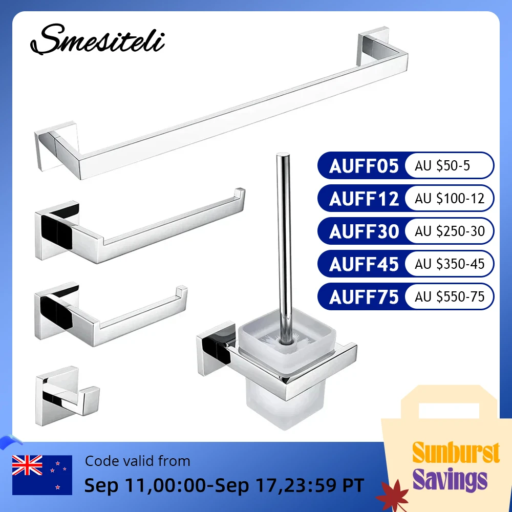 Smesiteli  Bathroom Hardware Set Silver WC Accessories Toilet Paper Holder Wall Hook Towel Bar Robe Hanger Rack Stainless Steel