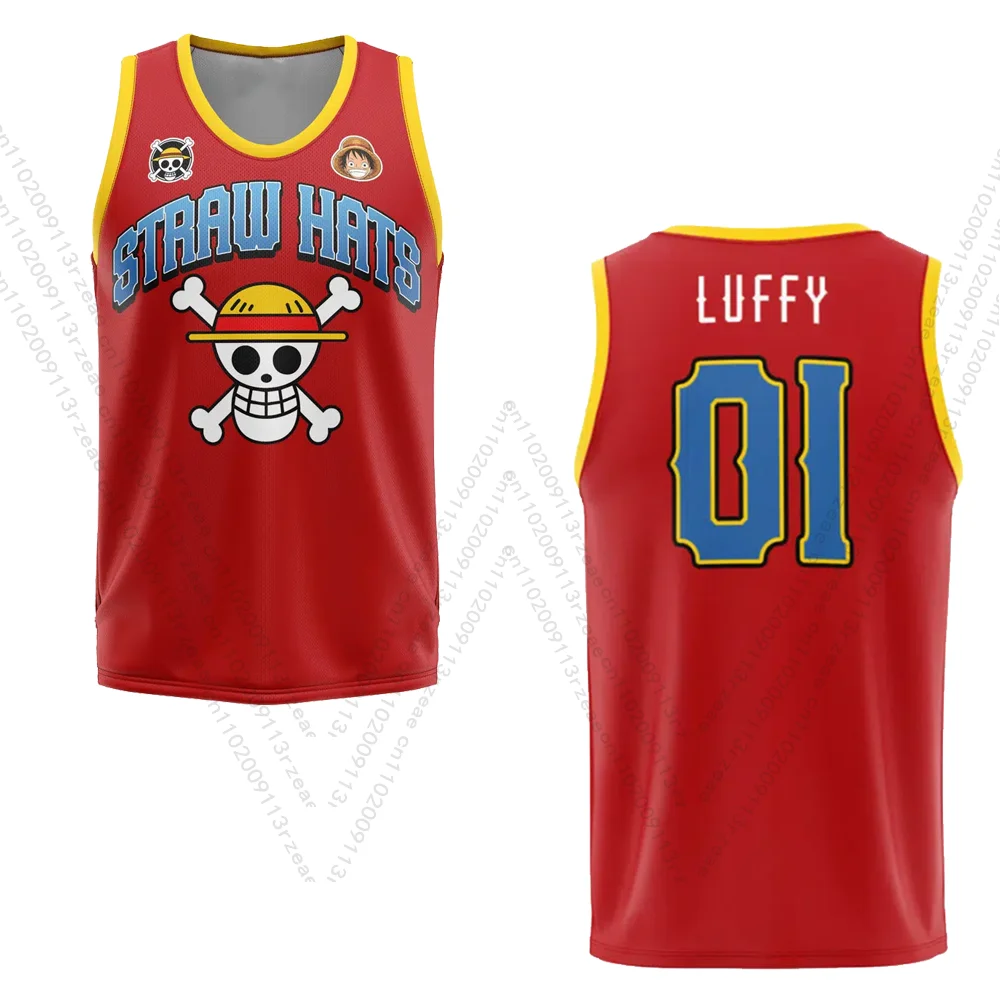 Camiseta sin mangas de Anime de una pieza de Luffy Jolly Roger, camiseta de gimnasio con estampado de Luffy Y2K para hombre, chaleco de baloncesto deportivo informal transpirable para niño