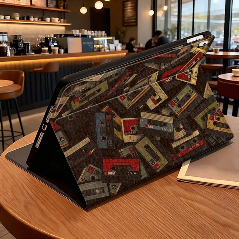 Vintage Pattern Magnetic Tape Case For iPad Pro mini Air 1 2 4 3 5 6 7 8gen 9gen 11 M2 M3 M4 6th 7th 10th 11th Gen 2025 Tablet