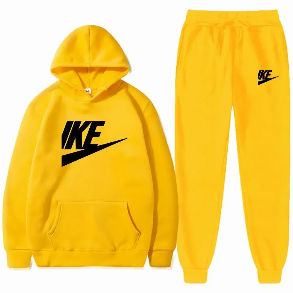 

Men's Hooded Pullover and Sweatpants Two-piece Set, Fleece Casual Sportswear, Sportswear, Men's Streetwear, Training Sportswear.
