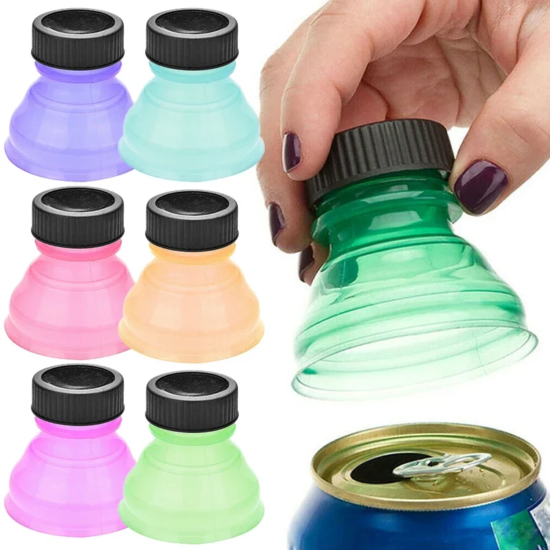 6Pcs Cover Lid Reusable Beverage Can Cap Soda Beer Flip Bottles Top Container Snap Leak Proof Sealing Drink Bottle Topper
