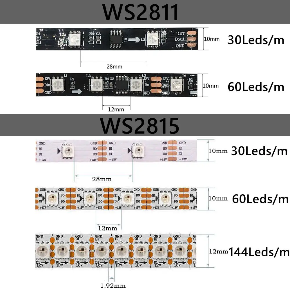 RGB-Лента светодиодная DC12VWS2811 WS2815(WS2812B/WS2813 обновленная)