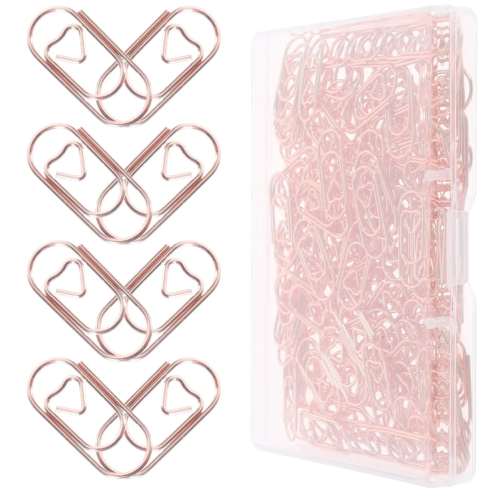 150pcs Love Paper Clips Mini 20mm Rose Gold Cute Office Supplies Paper Clips For Paperwork Metal Document Clamps
