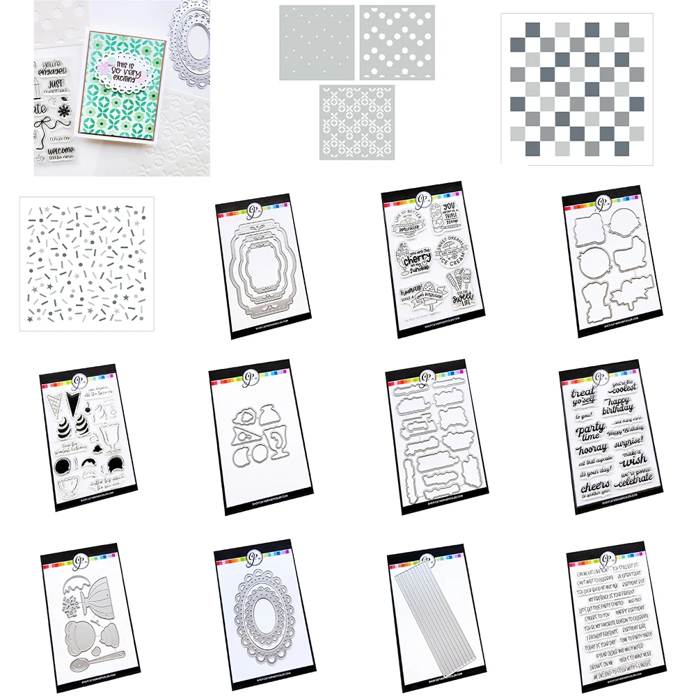

2026 New Birthday Party Theme Metal Cutting Dies Clear Stamps and Stencil Greeting Card Scrapbooking Birthday Handmade DIY