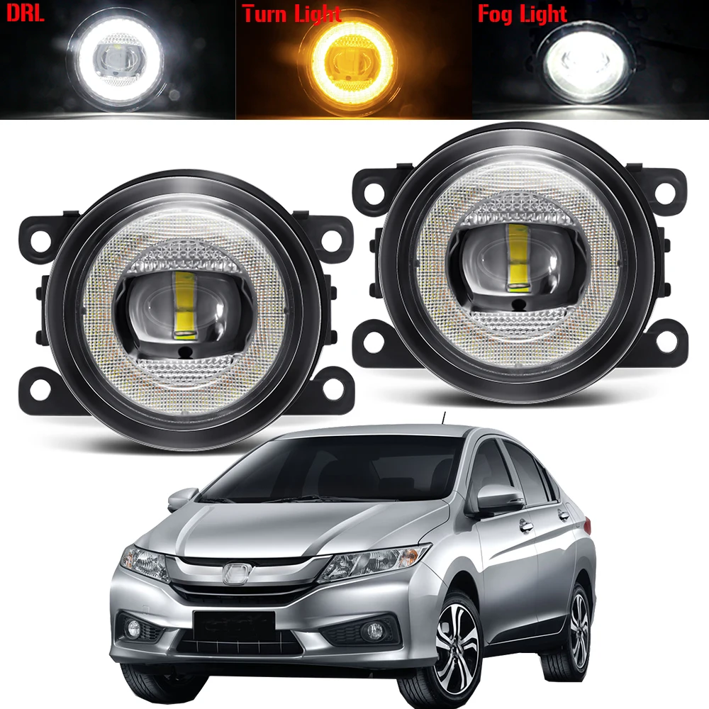 

2 X 30W Car Front Bumper Fog Light Assembly For Honda City 2014-2018 LED Angel Eye Fog Turn Signal DRL Daytime Running Lamp 12V