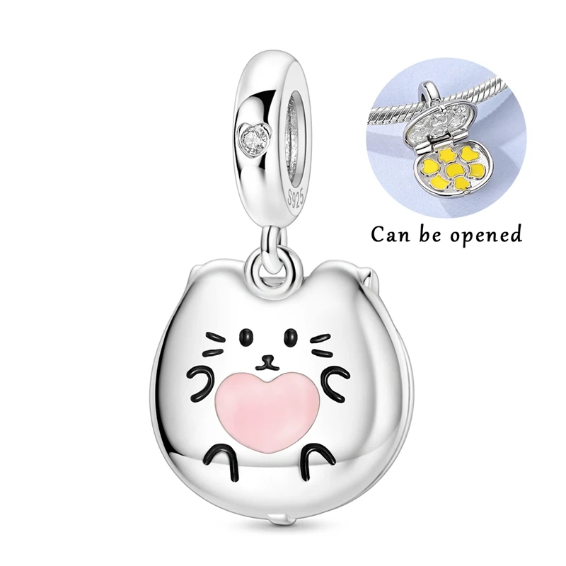 Neue 925 Sterling Silber Charms Perlen Schlüssel Löwe Mond Affe Katze Kuchen Anhänger Passend für Original Armband Damen Mädchen DIY Schmuck Geschenk – Detail 16