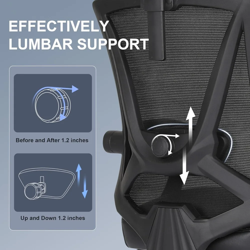 Modern Office Chair with Mesh Back, Adjustable Lumbar Support, Recline & Leg Rest, Black