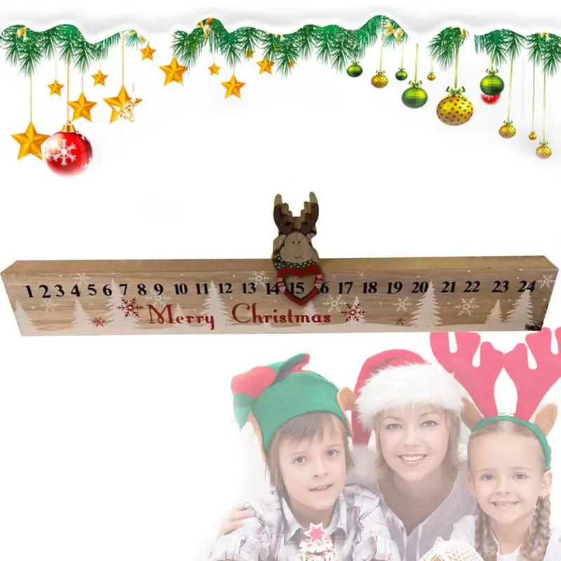 

Wooden Countdown Tabletop Decoration Wooden Ruler Shape Christmas Decor Tabletop Decoration Snowflakes 24Days Advent Calendars