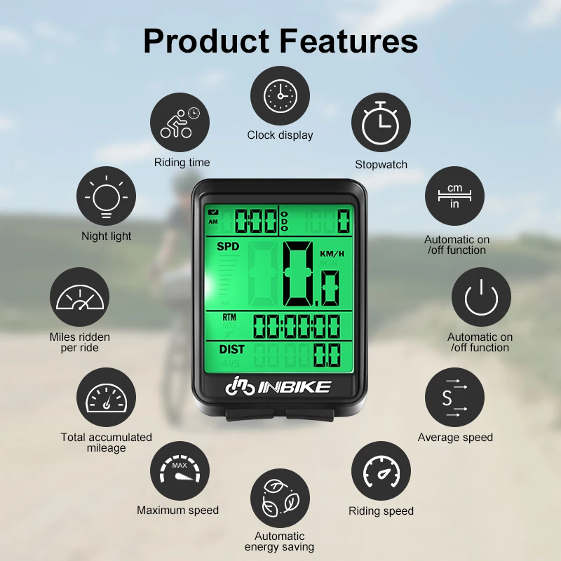 INBIKE Bike Computer Speedometers Waterproof Bicycle Odometers Computer Watch LED Digital Wireless Wired MTB Cycling Accessories