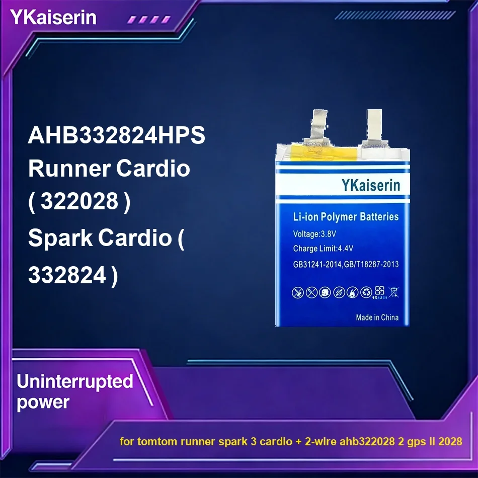 

Долговечная батарея для часов AHB332824HPS 400-600 мАч для Tomtom Runner Spark 3 Cardio + 2-Wire AHB322028 2 для Gps II 2028