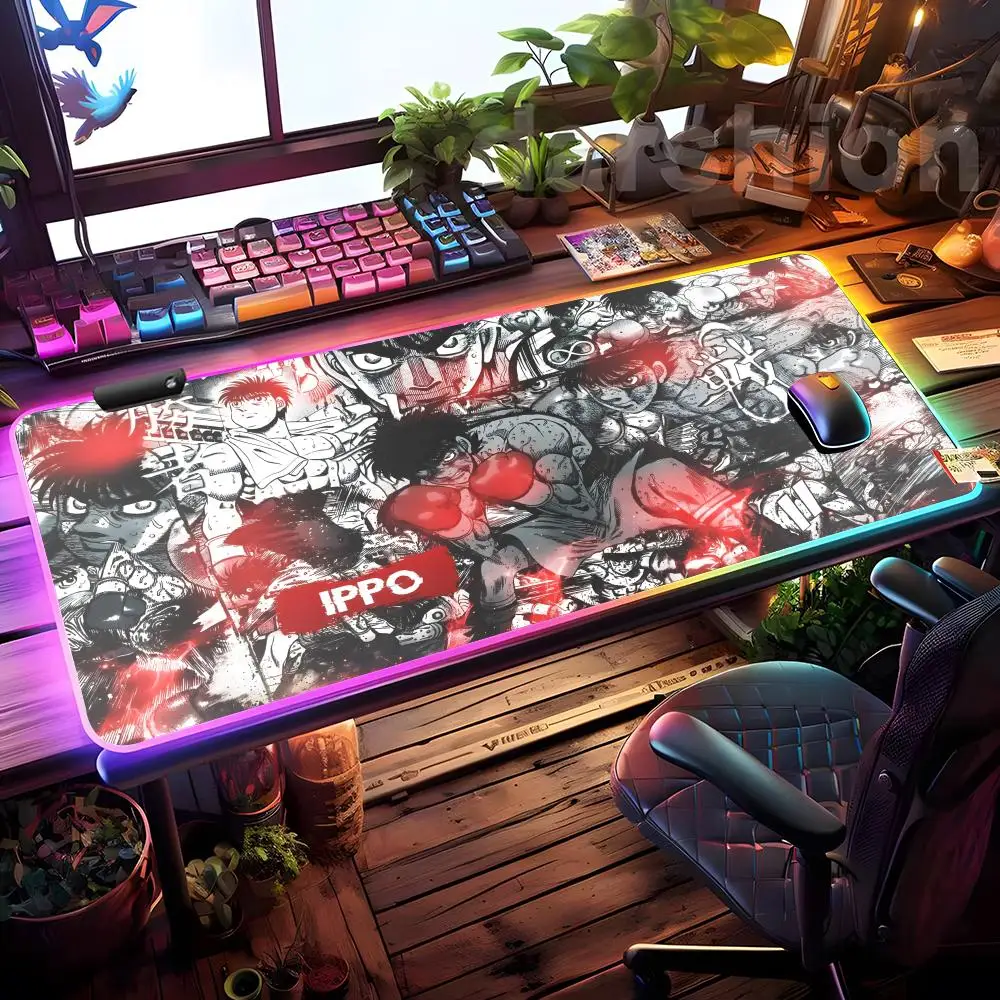 

H-Hajime No Ippo Коврик для мыши Коврик для мыши HD Печать Компьютерные геймеры Запирающийся край Нескользящий RGB коврик для мыши XXL90x40 см Клавиатура ПК Стол