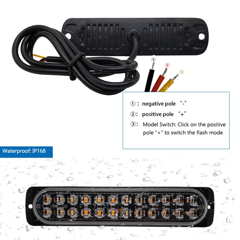 24 LED رقيقة جدا ضوء إحترافي 72 واط سيارة دراجة نارية شاحنة الجانب الطوارئ تحذير وامض مصباح شاحنة مقطورات ضوء الشرطة المتعري #5