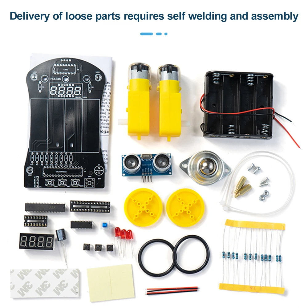 Imagem -02 - Inteligente Obstáculo Evitar Brinquedo Faça Você Mesmo Parte Solta Ferramenta Prática de Soldagem Ultrasonic Ranging Robô Inteligente Carro Estudantes