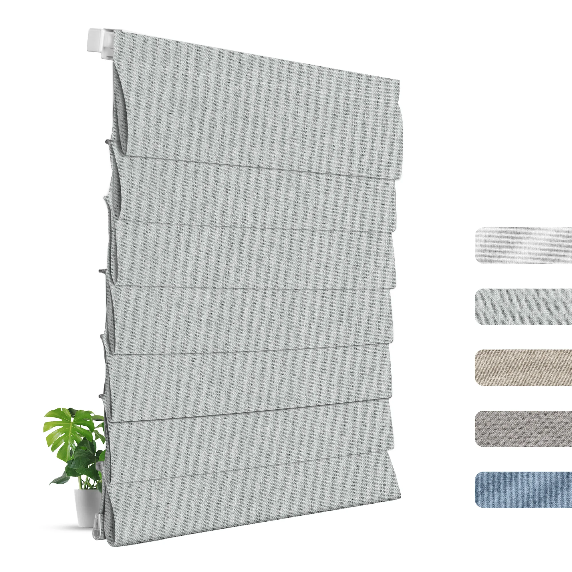 Custom Size No Drill Blackout Roman Shades Cordless Wholesale Windows OEM Service Built-In Installation for Home