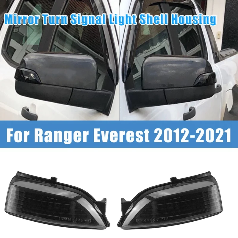 Smoked Lens Side Mirror Turn Signal Light Cover Shell Indicator Lamp Housing For Ford Ranger Everest 2012-2020