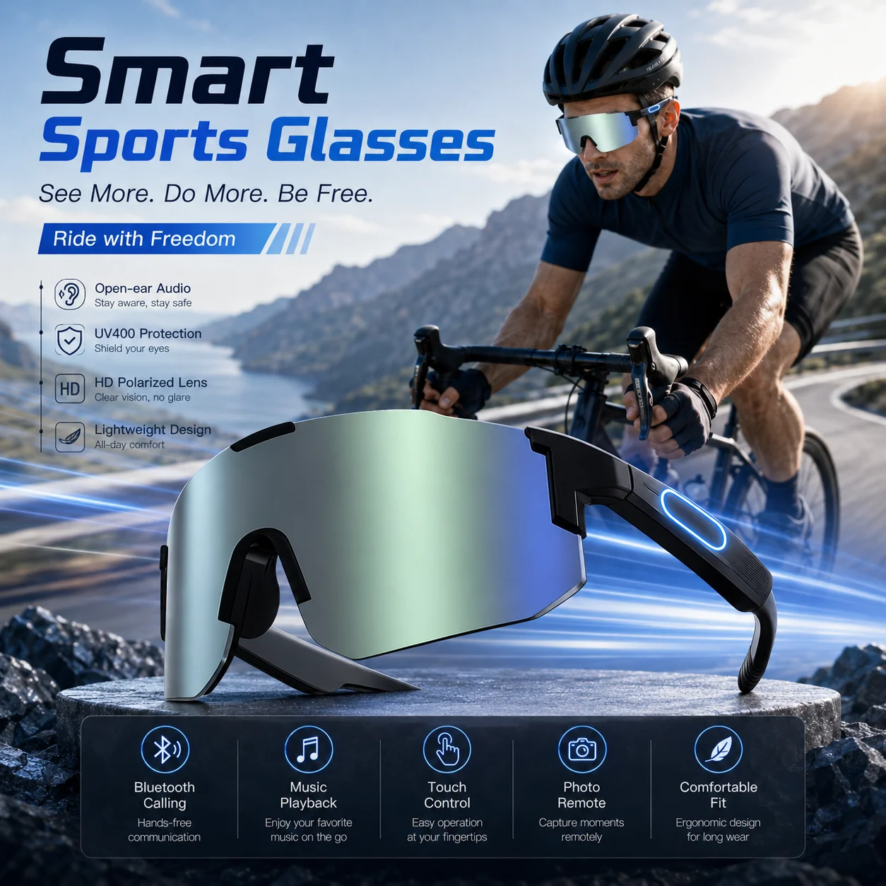 Outdoor Sport Glasses - GL Wear Smart Cycling Glasses Bluetooth