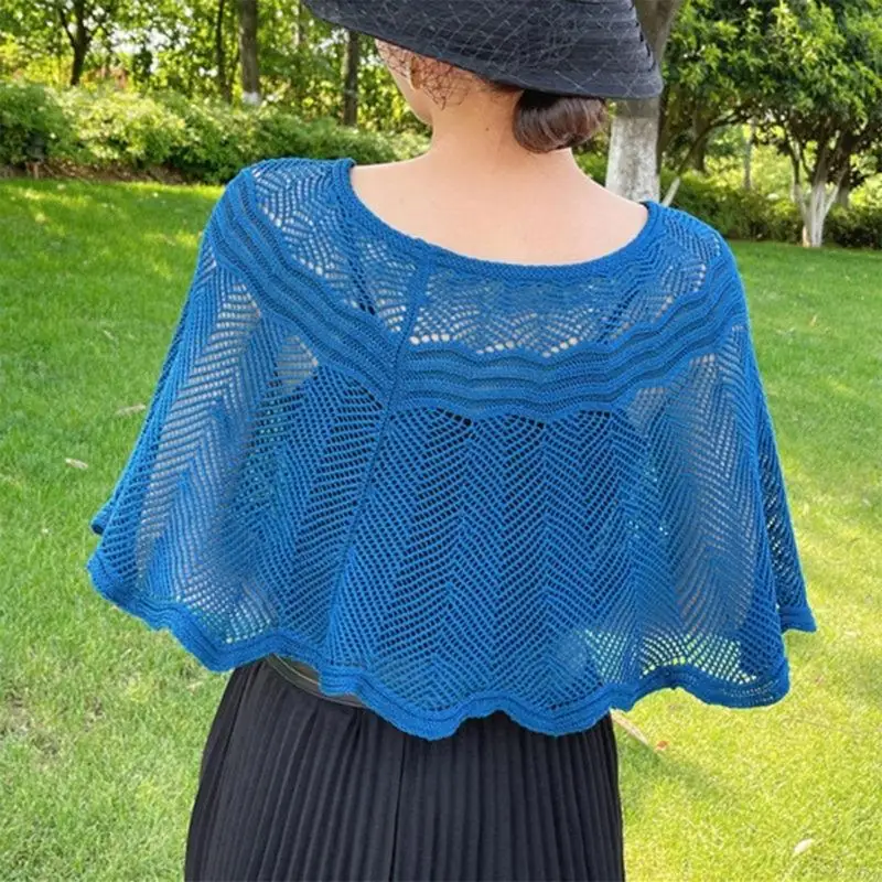 Crochet False Collar Hollowout Shawl Shoulder Coverage for Women Outer Layer 6XDA