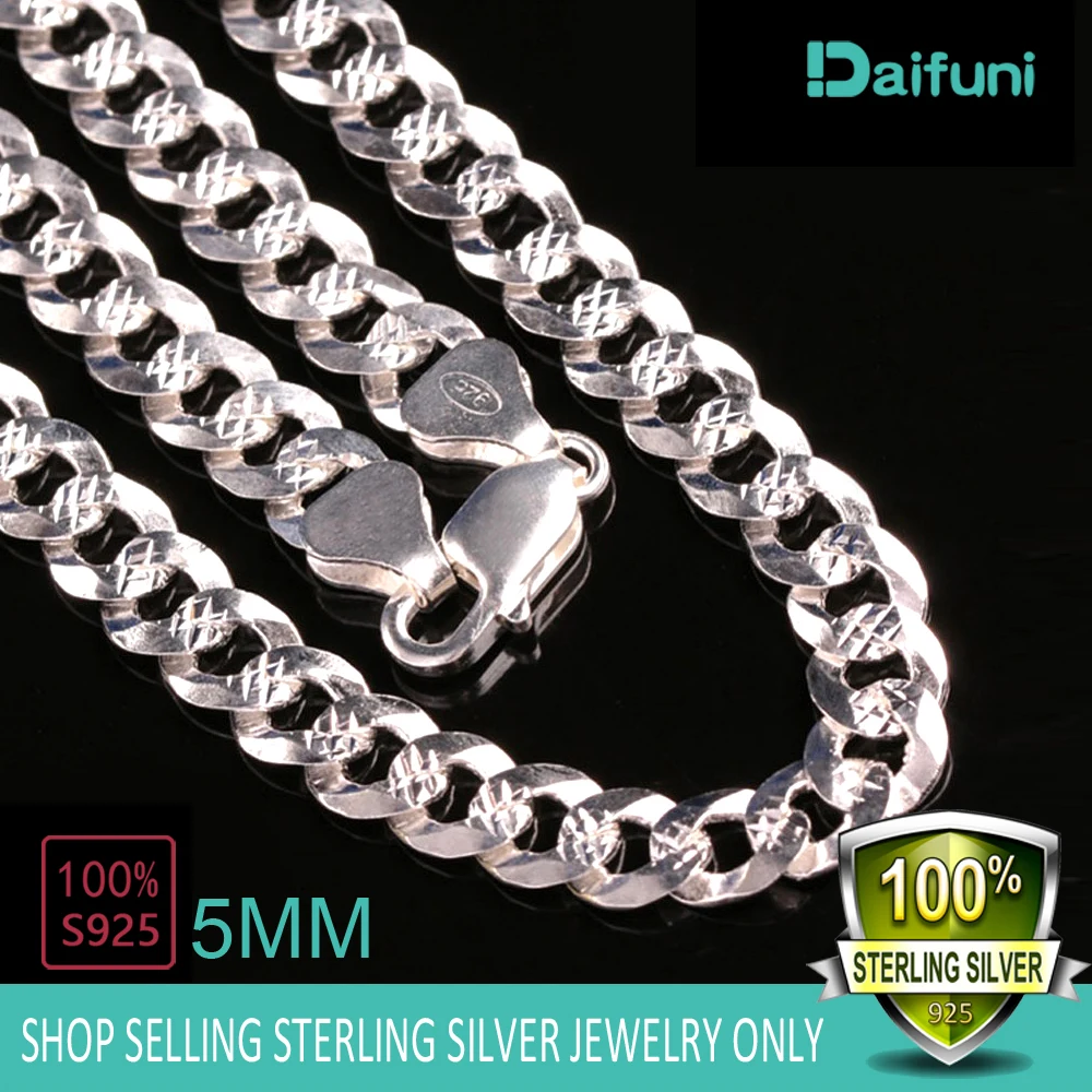 925 Silver Figaro Chain Necklace 18-24inch Hip-Hop Jewelry