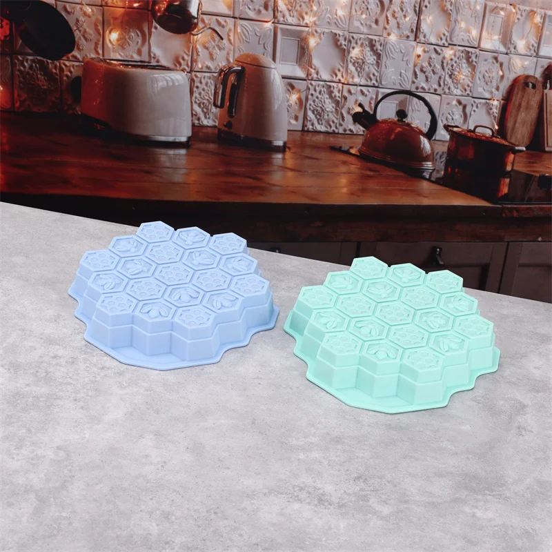 سيليكون 19 المحمول النحل العسل كعكة الشوكولاته الصابون الصابون الجليد قالب شمع لتقوم بها بنفسك قالب شمع العسل كعكة أدوات خبز قالب خبز #3