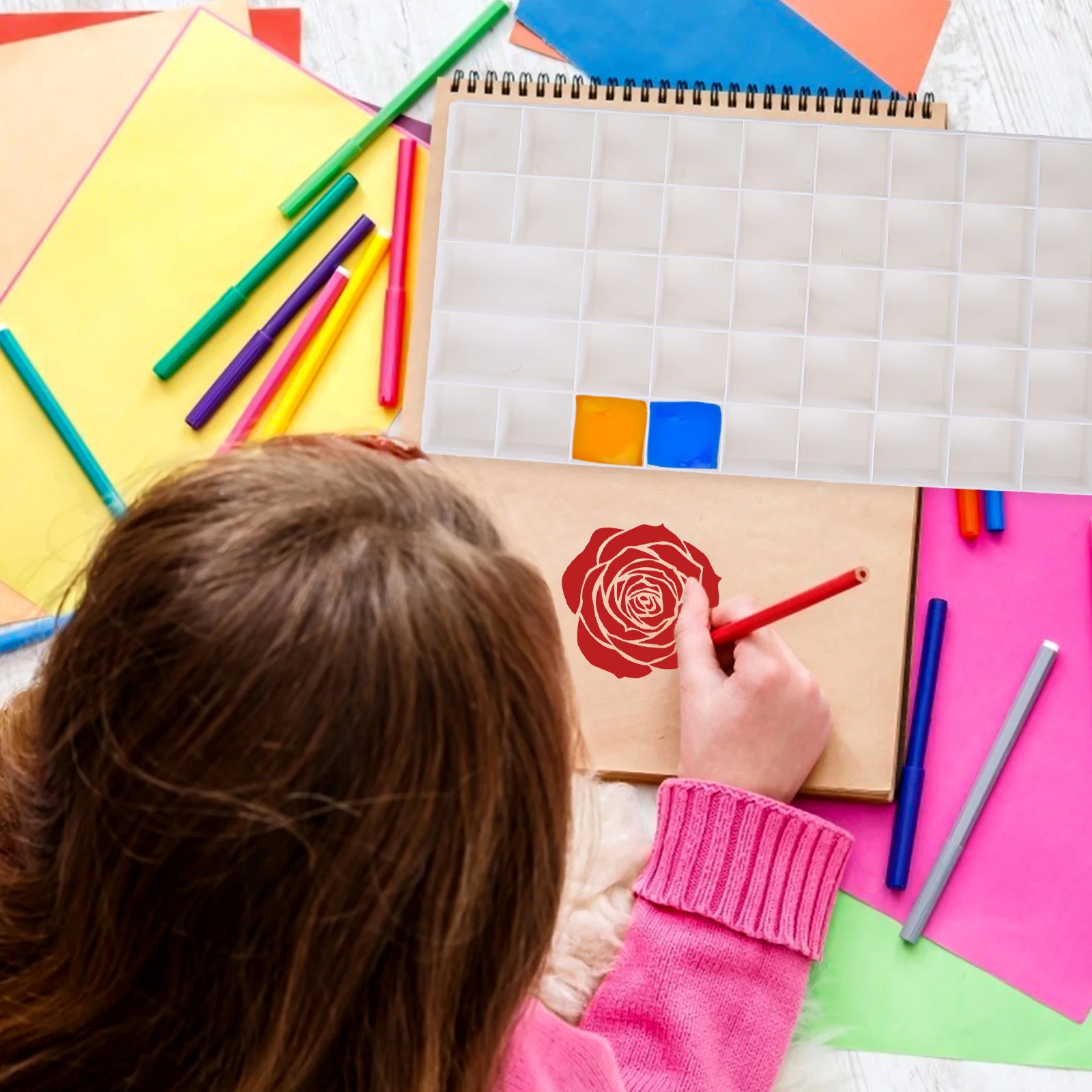 Watercolor Pigment Box Premium Art Paint Box With Compartments For Color Mixing Painting Durable Organizer Artists