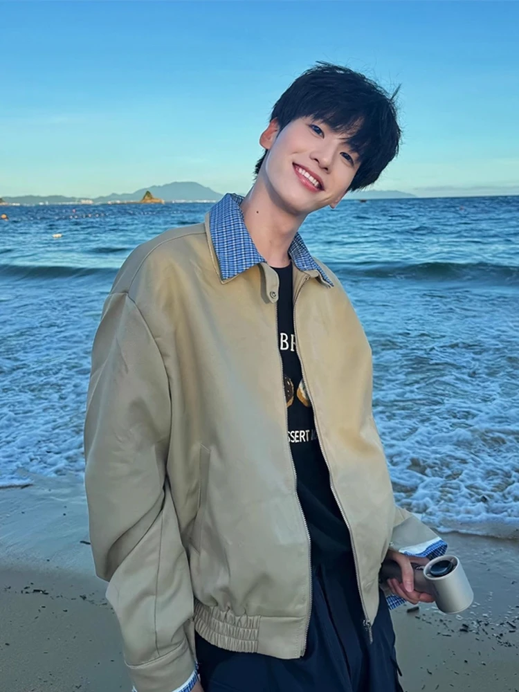 

Trendy Plaid Interior Harrington Jaet Men's Sle Autumn Casual Versatile Faion Brand Workwear Outerwear Stand Fit Lon...