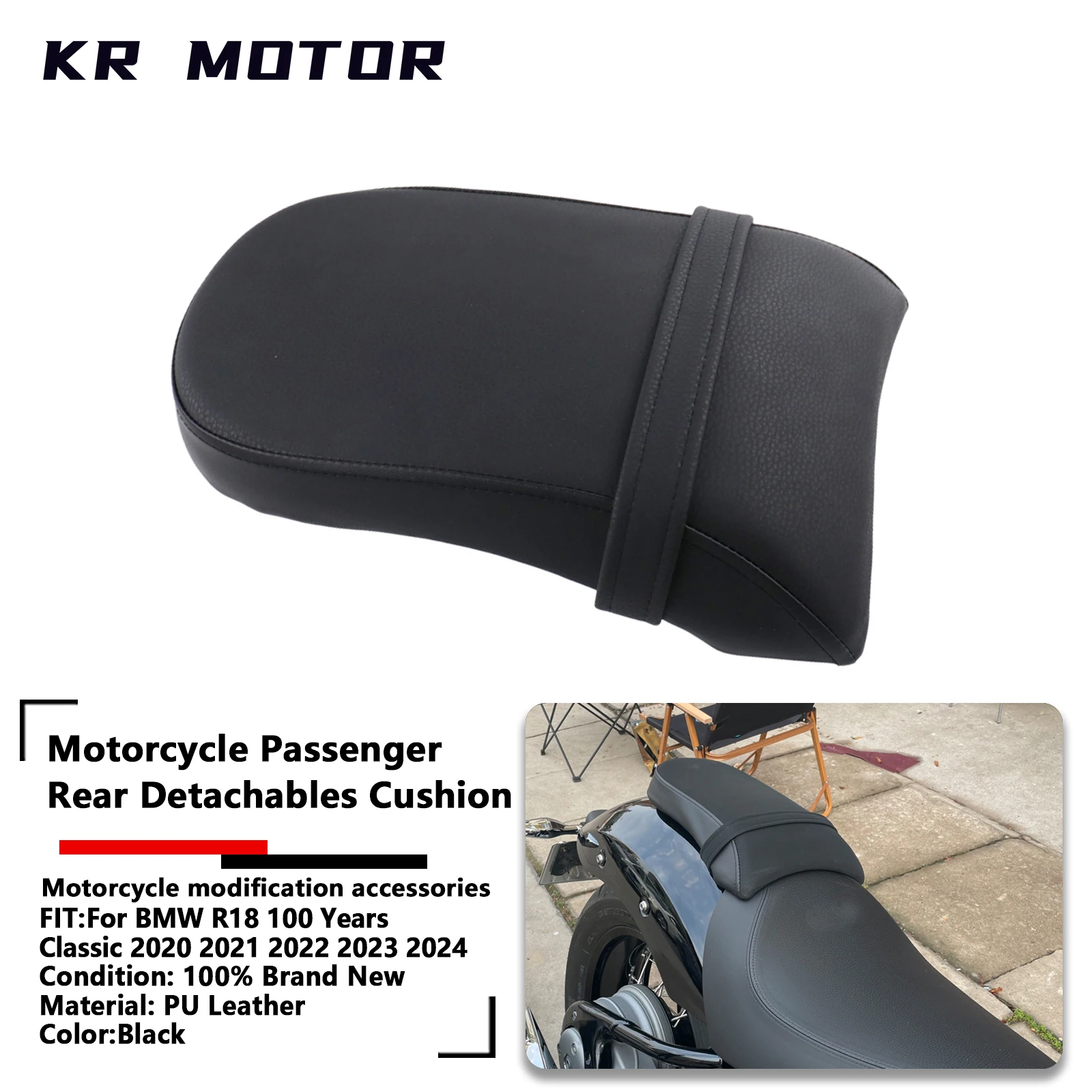 

Motorcycle Fit For BMW R18 100 Years R 18 Classic 2020 2021 2022 2023 2024 Passenger Pillion Detachables Cushion Pad Rear Seat