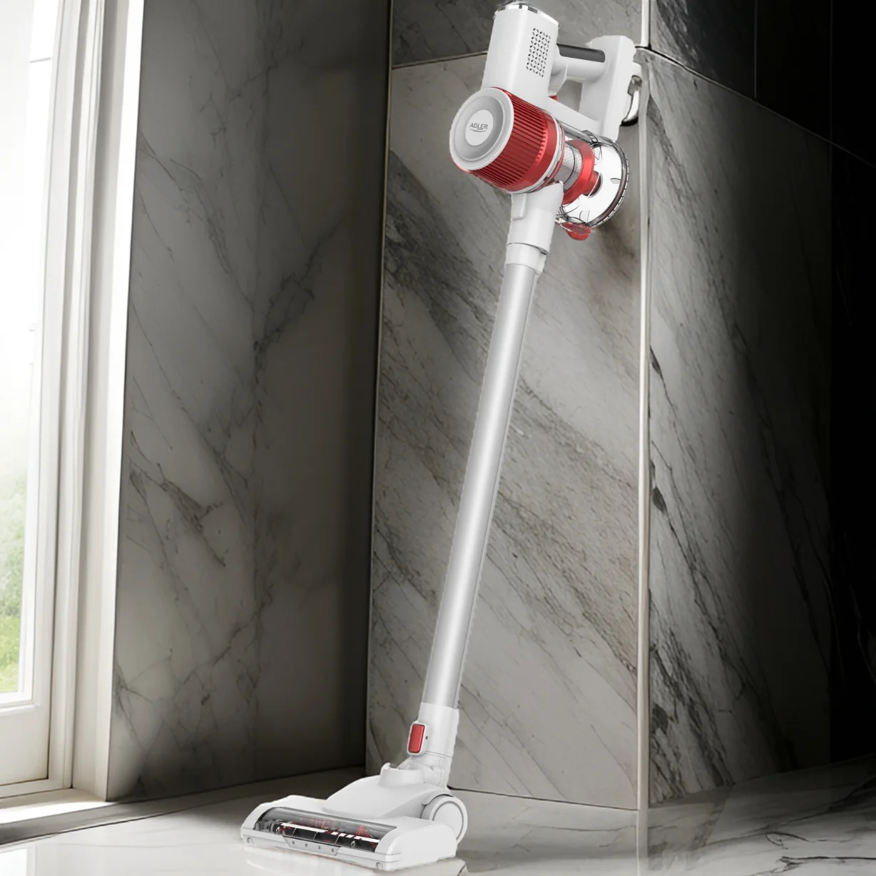 Vertikaler kabelloser Staubsauger, 300 W, Zyklon-LED, 18/30 Minuten, funktionierendes Weiß, geräuschloses 70-dB-Filtersystem, 2-in-1-Steckplatz