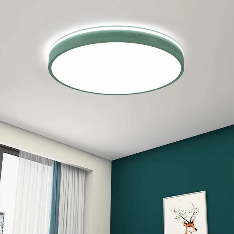 Imagem -05 - Nordic Circular Lâmpada Led Teto Macaron Color Moderno Quarto de Criança Quarto Sala de Estar Varanda Home Light