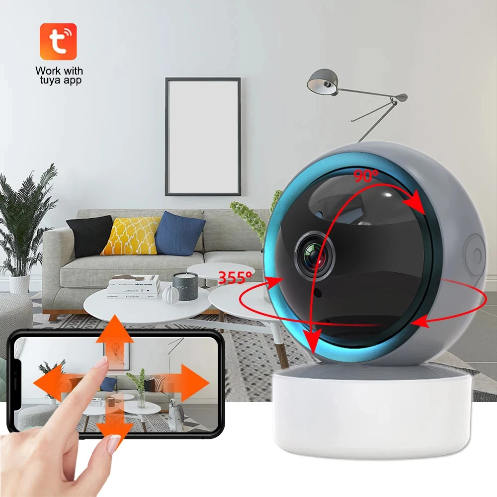 Tuya WiFi PTZ Camera 1080P HD Indoor Baby Monitor Smart Home Wireless Night Vision P2P videocamera di sorveglianza di sicurezza