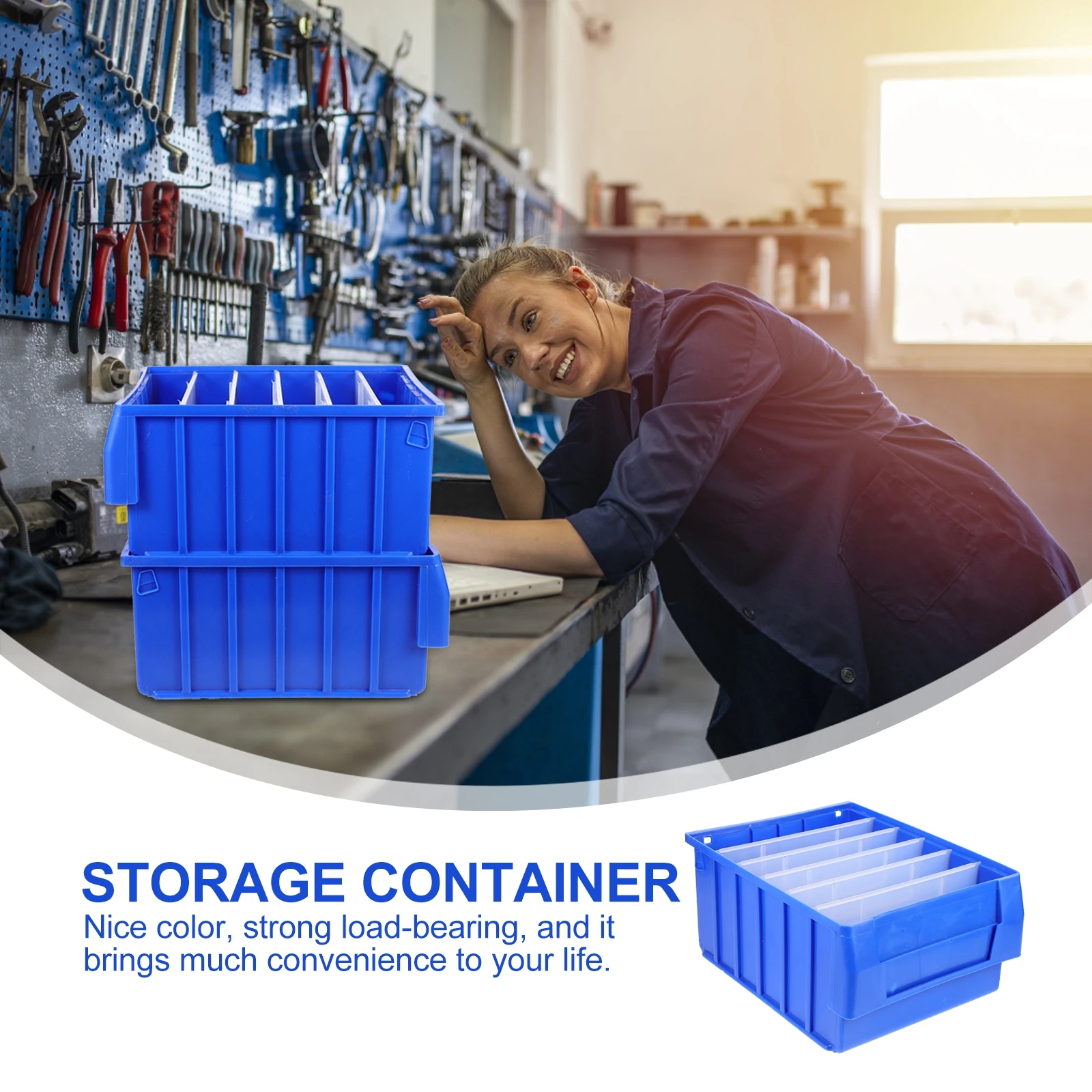 2 Large 300# Boxes 10 Removable Dividers Screw Box Storage Container Component Tool Cabinet Small Items Case Household Shop