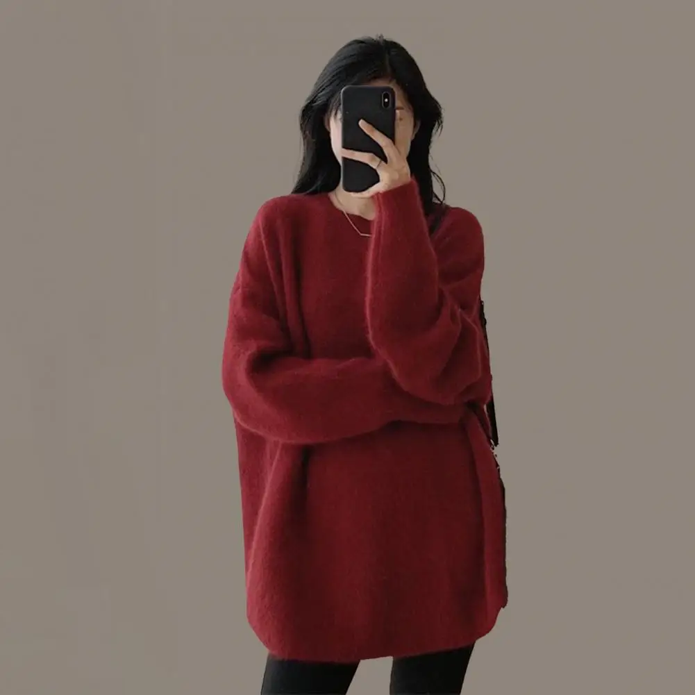 Lazy Style Oversize Femme Pullover Tops Office Lady Soft Long Sleeve Autumn 2023 OL Warm Chic Women Knitwear Sweaters Jumpers