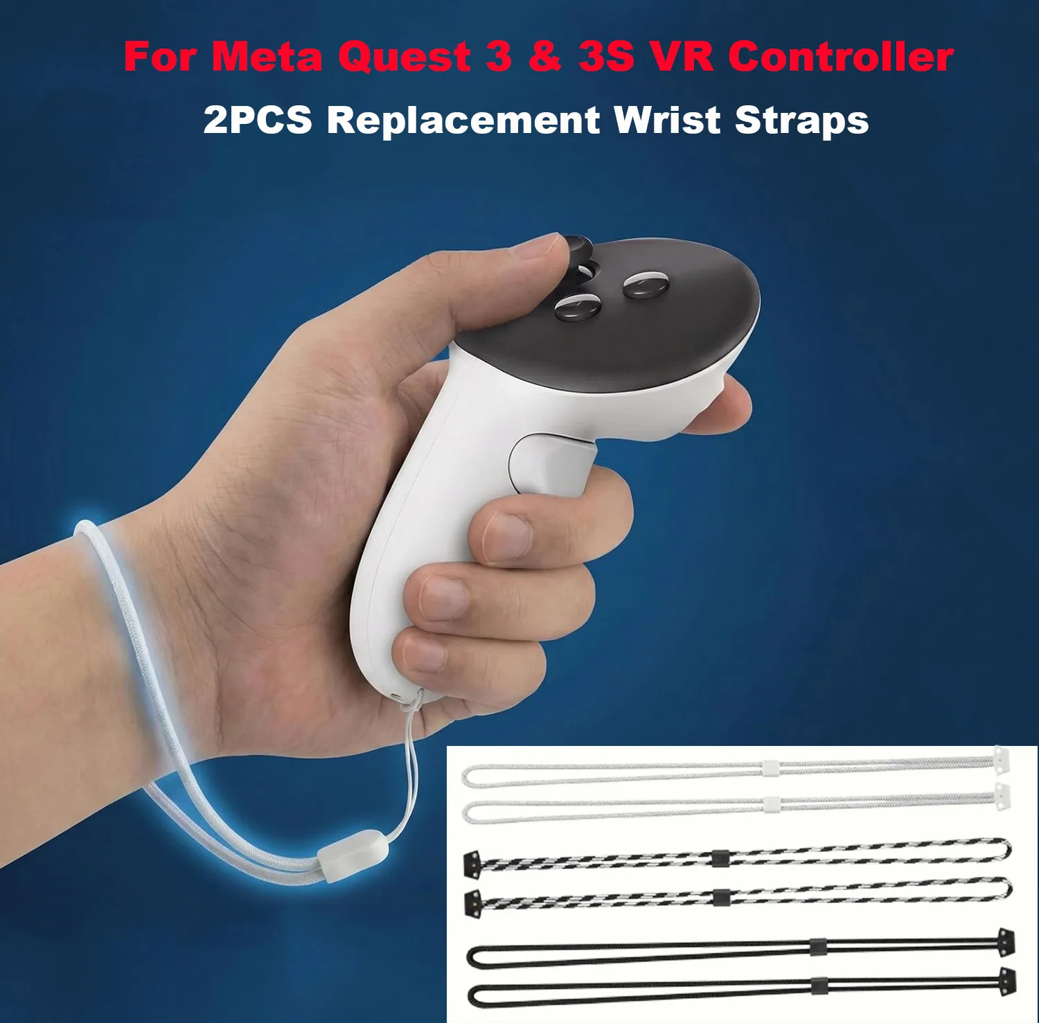 2 Stück Ersatz-Handgelenkschlaufen für Meta Quest 3 VR-Controller, verstellbare Anti-Wurf-Handschlaufen für Meta Quest 3 & 3S Zubehör