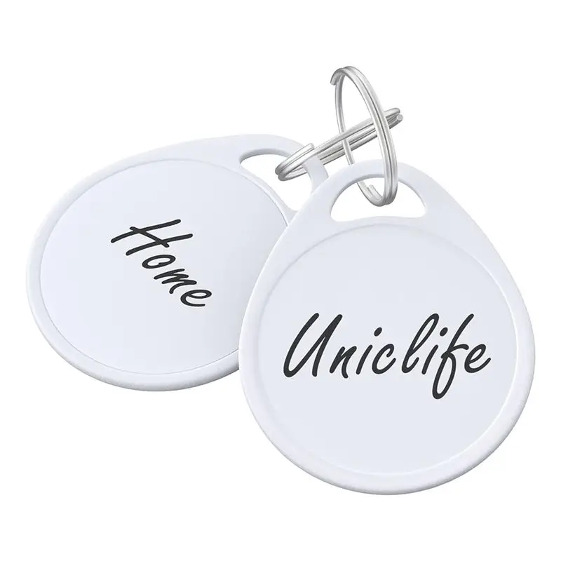 ABRI-White Round Sturdy 1.5 Inch Plastic Key Tags Tough Item Identifiers With Blank Paper Labels Stickers And Split Rings