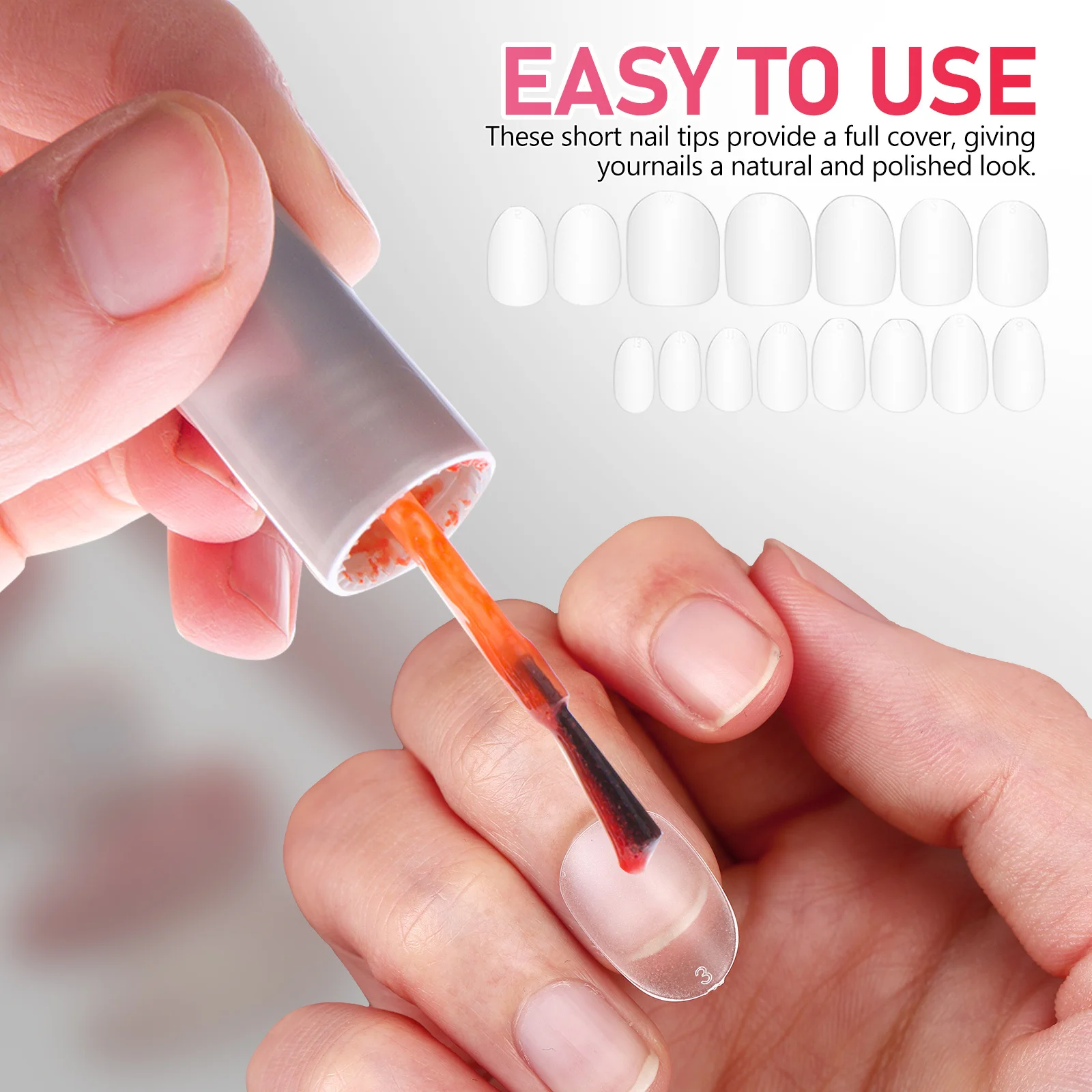 120Pcs Short Round Nail Tips Clear Full Cover False Nails Press on Nail Stickers for Easy DIY Press on Nails Kit