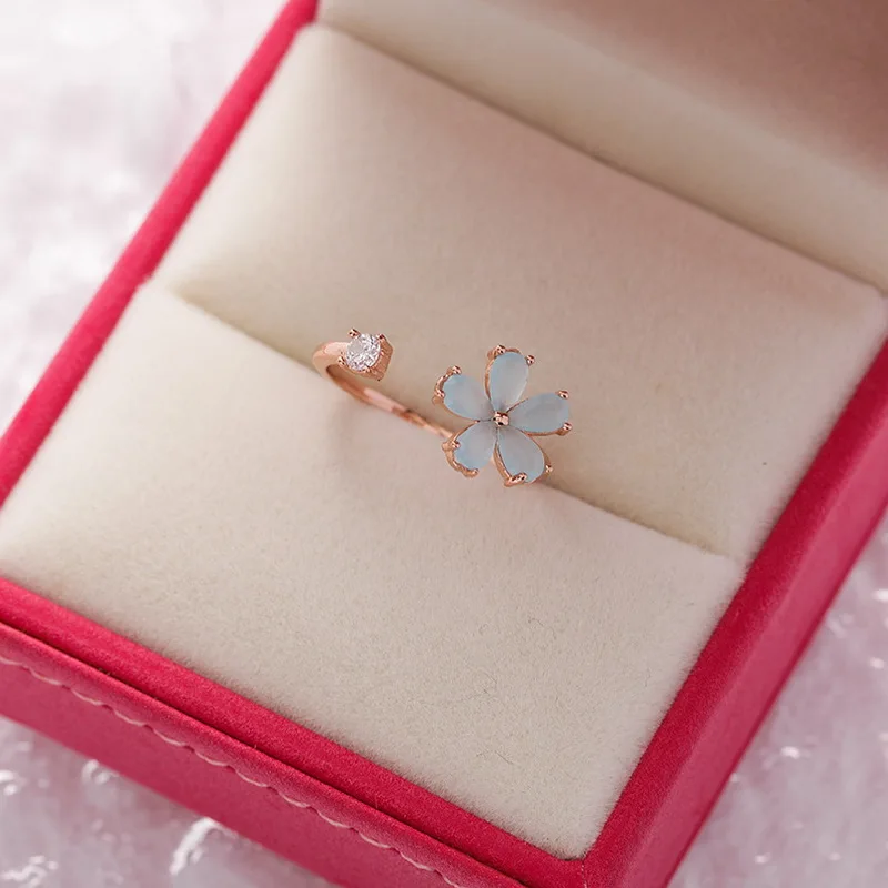 Zarte Kristall-Zirkon-Ringe für Frauen, süße Blume, Blatt, Schmetterling, verstellbare offene Ringe, Hochzeit, Verlobung, Schmuck, Geschenk – Detail 18