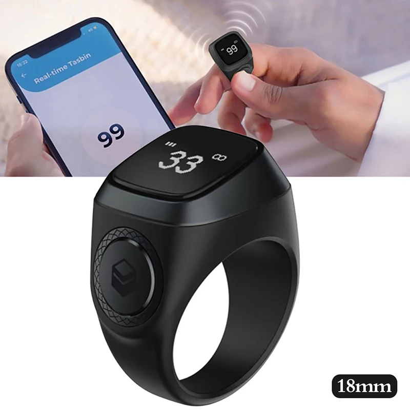 

2024 IQibla Smart Zikr Ring Praise Tasbih Tally Electronic Digital Counter For Muslims Prayer Time Vibration Reminder Waterproof