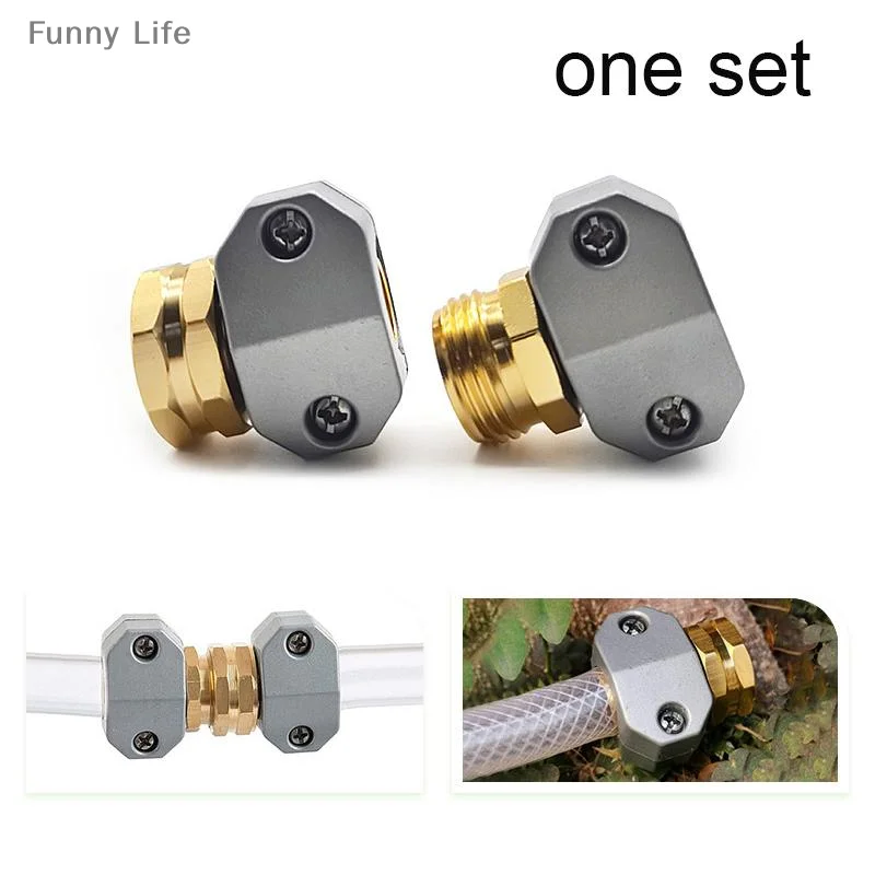 

【HMA20】Zinc Aluminum 5/8-3/4 Inch Garden Hose Connector Water Pipe Repairer Male Female Connector Set With Sealing Rings【ww】