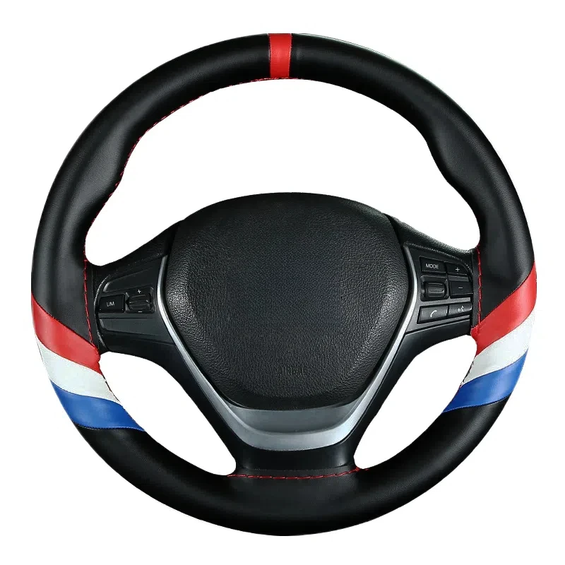 Fashion Sports Hand-stitched Car Steering Wheel Braid Cover Soft Non-slip Auto Interior Accessories With Needle And Thread