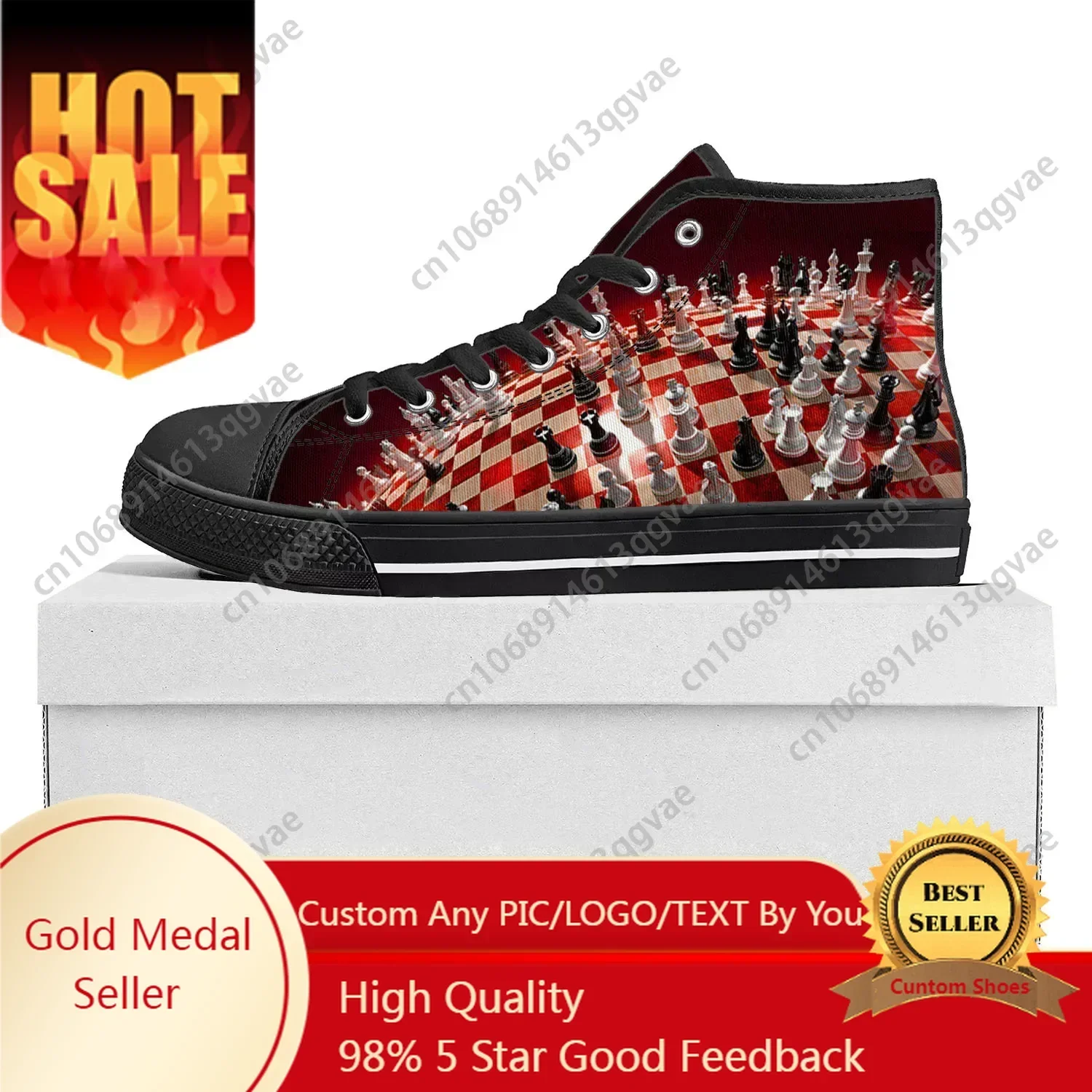Chess International Pop High Top High Quality Sneakers Mens Womens Teenager Canvas Sneaker Casual Couple Shoes Custom Shoe Black