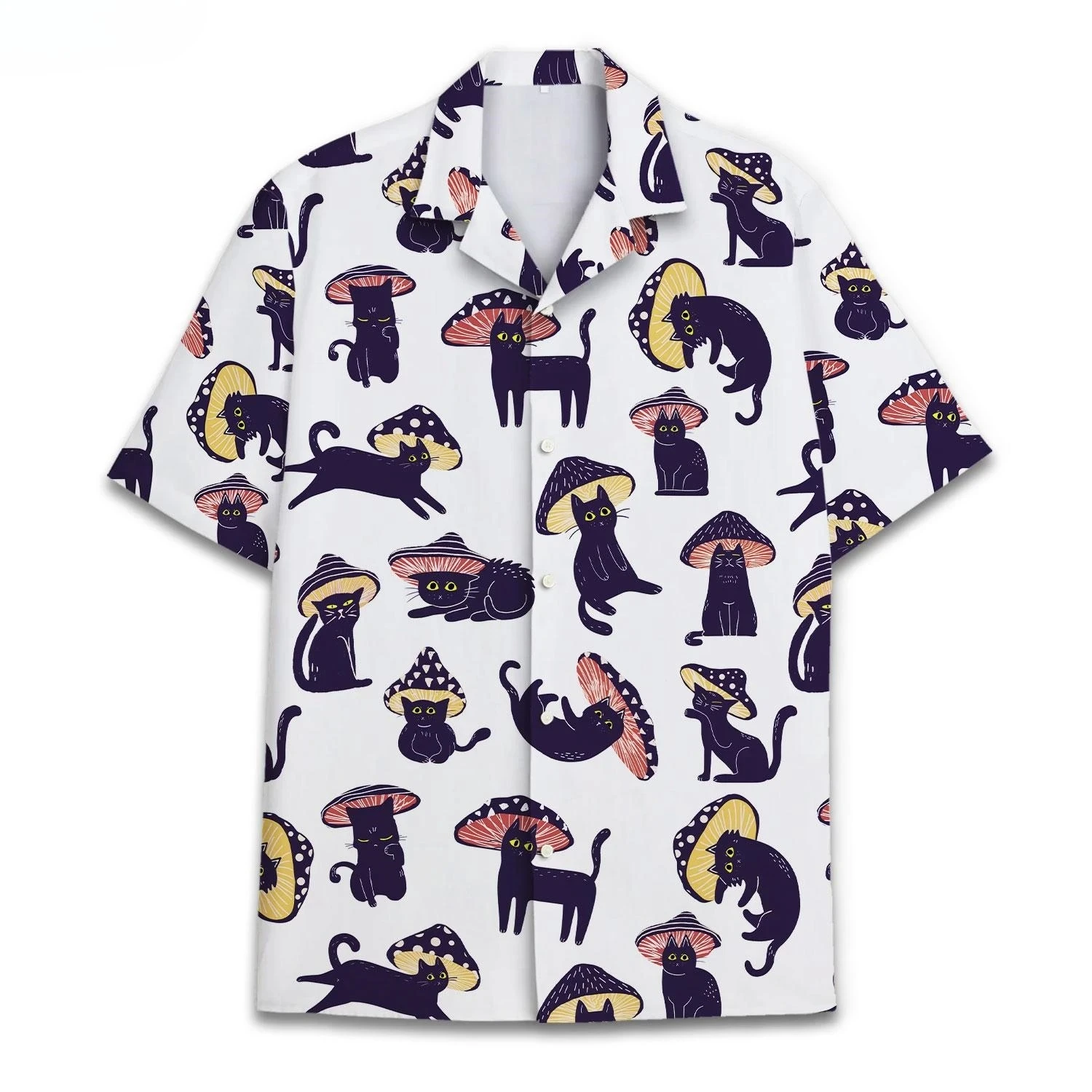 قمصان هاواي لفرقة موسيقى القطة للرجال والنساء، قميص هاواي صيفي مضحك على شكل قطة ألوها قميص شاطئ صيفي بأكمام قصيرة، هدايا موسيقية #1